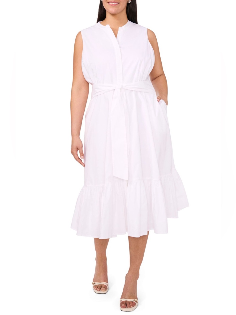 PLUS SIZE TIE-FRONT SUNDRESS